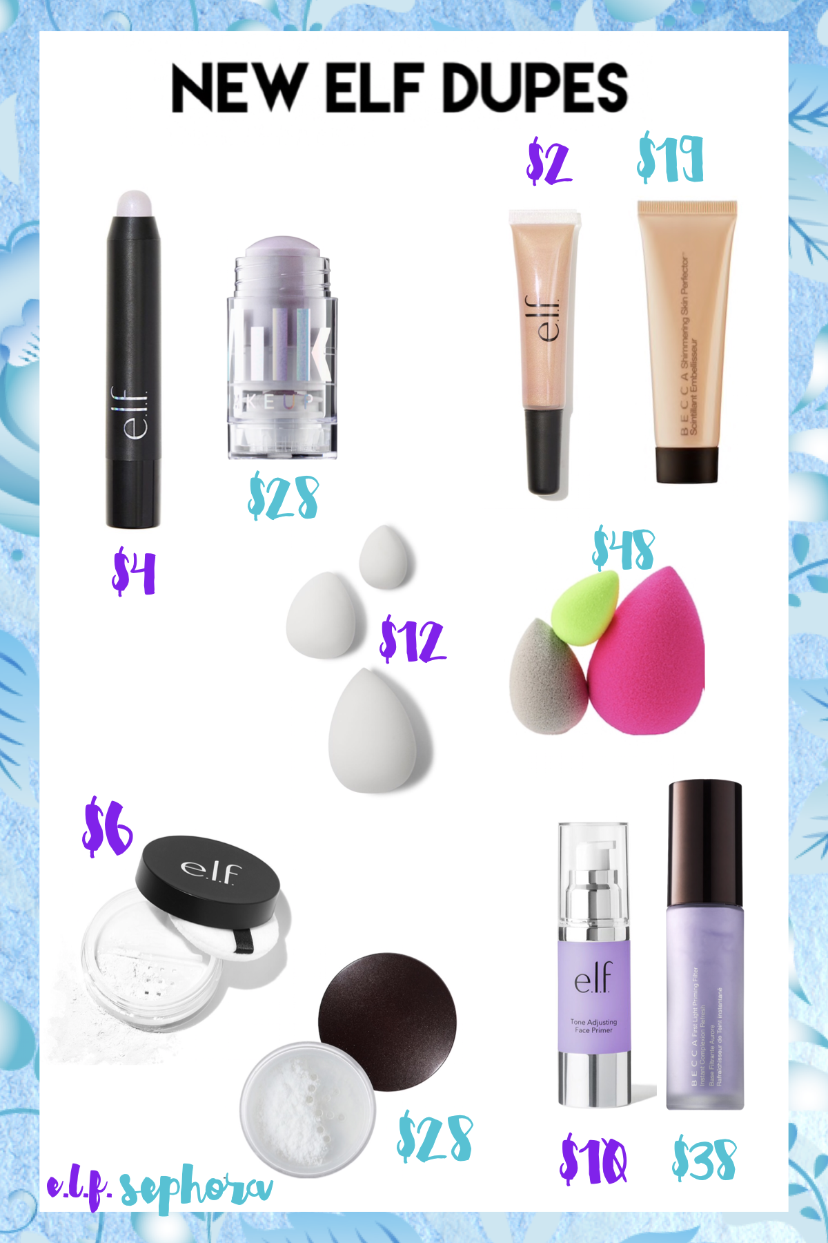 New Elf Dupes Part Two – Beauty Blender, Laura Mercer, Becca Primers, And Milk