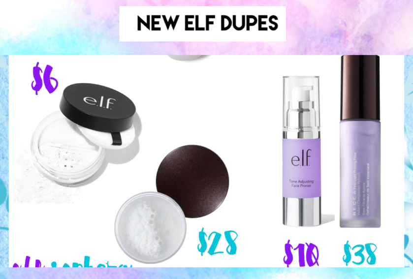 The best Elf dupes Drugstore Beauty Becca purple primer dupe Laura Mercer powder dupe beauty explore online 